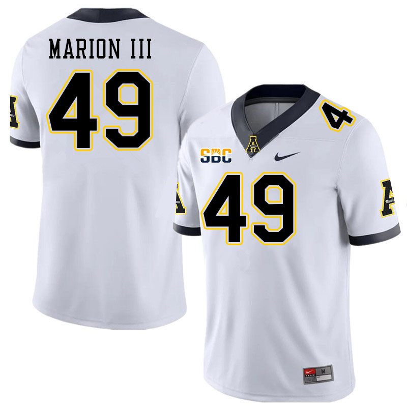 Men #49 Randy Marion III Appalachian State Mountaineers College Football Jerseys Stitched Sale-White - Click Image to Close